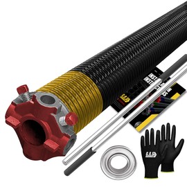Garage Door Torsion Spring 250x1.75x33 Includes 1” Steel Bearing, Non-Slip Gloves, and Winding Bars for Left Side of Garage Door Precision E-Coating 5-Year Warranty Min. 30,000 Cycles (Red Cone)