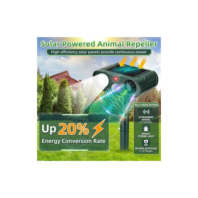 2026 Solar Animal Repellent Outdoor: 4Pack Ultrasonic Deer Repellent Devices