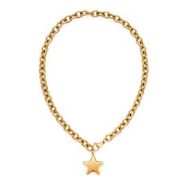 AOLIMI 18K Gold Plated Star Pendant Necklace for Women Chunky Charm Necklaces Dainty Thick Chain Necklace Fashion Jewelry