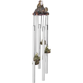 ICE ARMOR 23" Long Frog and Turtle Round Top Wind Chime Statue Sculpture Ornament Decoration Garden Decor Ideas for Housewarming, Holidays and Birthdays Great Collectible Addition
