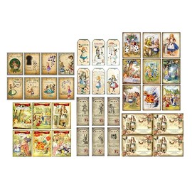 Alice in Wonderland Card Making Toppers/Tags/Craft Set - 39 Pieces Selection - DIY to Cut Out Yourself! - Craft Embellishment