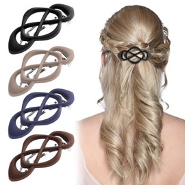 4PCS French Flat Claw Clip, Non-slip Flat Barrette Hair Clips, Strong Hold No Slip Grip Hair Claw Clips for Women's Thick to Thin Hairs