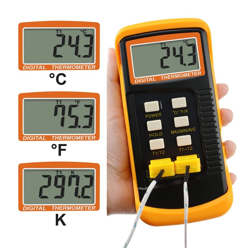 Digital Thermocouple Thermometer Type K (-50~1300°C) Dual Channel 4 Thermocouples