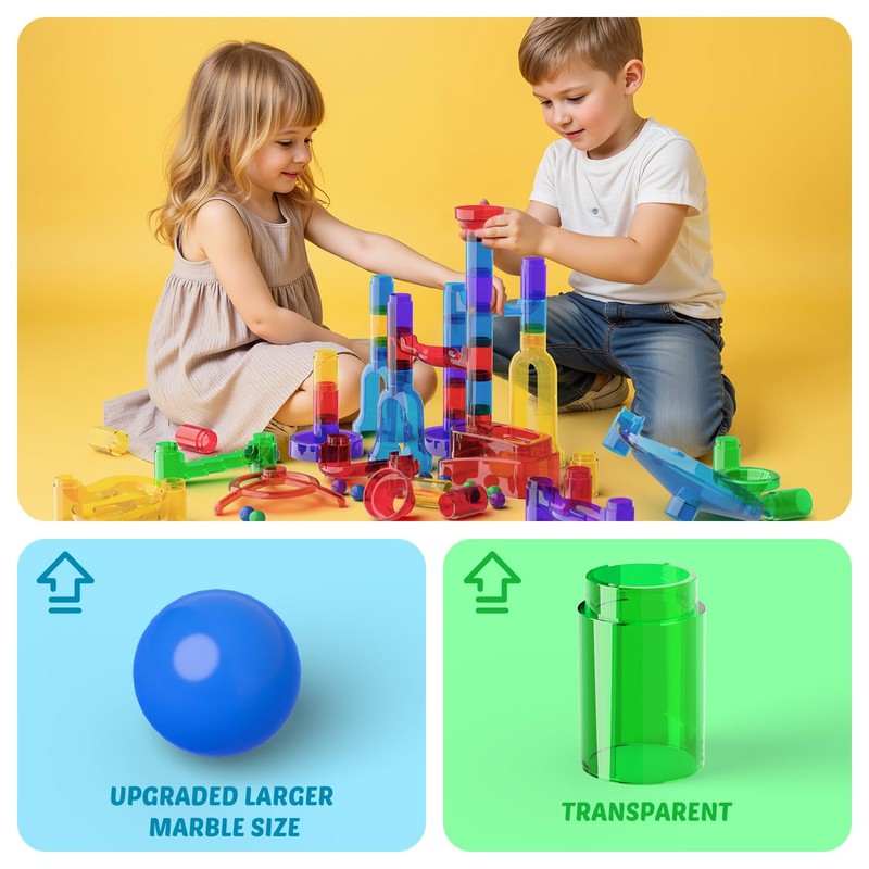 Marble Run, 109 Pcs Marble Maze Race Building Blocks Toy