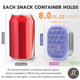 Tanjiae 8oz Small (1 CUP) Stainless Steel Snack Containers for Kids and Toddlers (Ages 1-3) | Easy Open Leak Proof Food Containers with Silicone Lids - Perfect Metal Lunch Box for Daycare and School