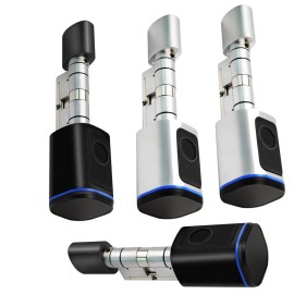 Keycard Unlock TUYA APP Remote Control Keyless Cylinder Smart Locks Automatic Locking Fingerprint Smart LockType: Fingerprint+Card+Key+APP, Color: Silver, Special Features: SMS Alert anytime