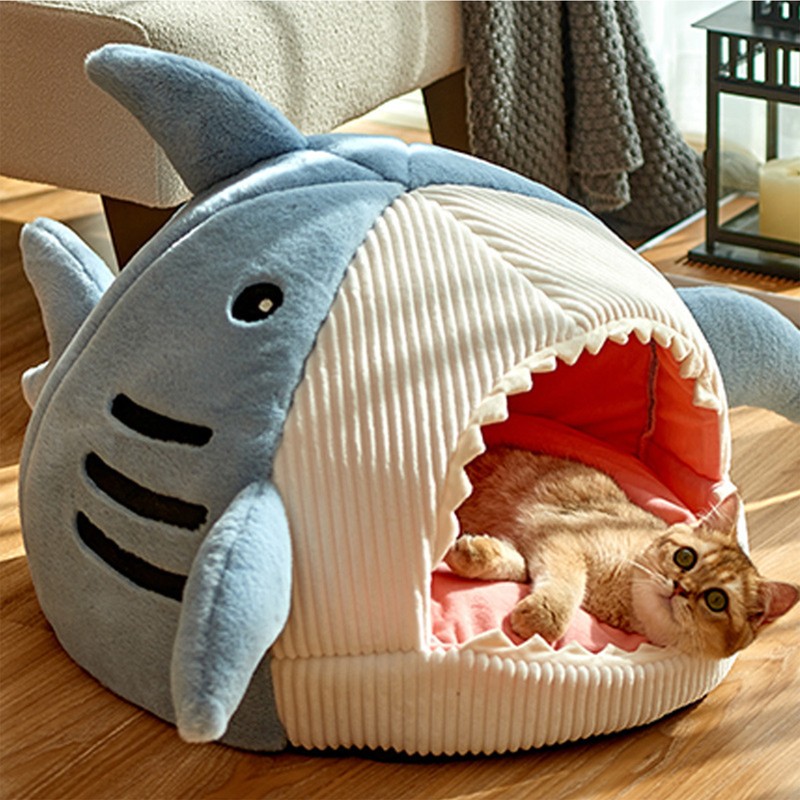 Cat Cave Mat House Shark Shaped Warm Versatile Decorative Cozy