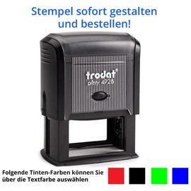 Trodat Printy 4928 Stamp (60 x 33 mm) for 9 Lines in Various Colours Black