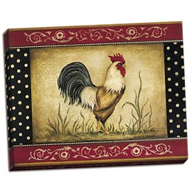 Gango Home Decor Canvas Cock-A-Doodle-Doo; Beautiful, Vintage, Rustic Rooster; One 20x16 Hand-Stretched Canvas