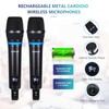 ZERFUN 2 Channel Rechargeable Wireless Microphone System, Pro UHF Metal