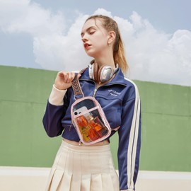 Telena Clear Bag for Stadium Events, Clear Purses for Women Stadium Crossbody Bag Transparent Fanny Pack for Concerts Pink