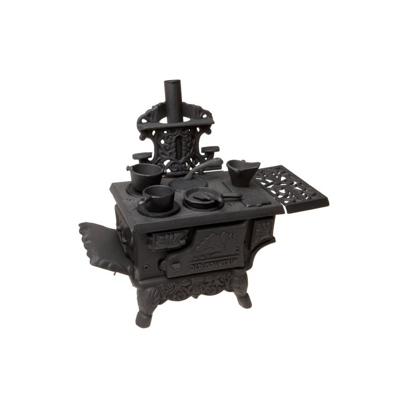Black Mini Wood Cook Stove Set - 12 Inches Long
