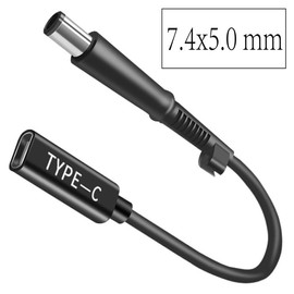 HP USB C PD Cable - 7.4x5.0mm Male to DC Female 12V-20V Adapter for Laptops