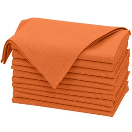 Ruvanti Linen Napkins Set of 12, 18x18 Cloth Napkins, Cotton Linen Blend Napkins Cloth Washable, Soft, Reusable Dinner Napkins for Wedding, Parties, Christmas, Thanksgiving, Everyday Use - Orange