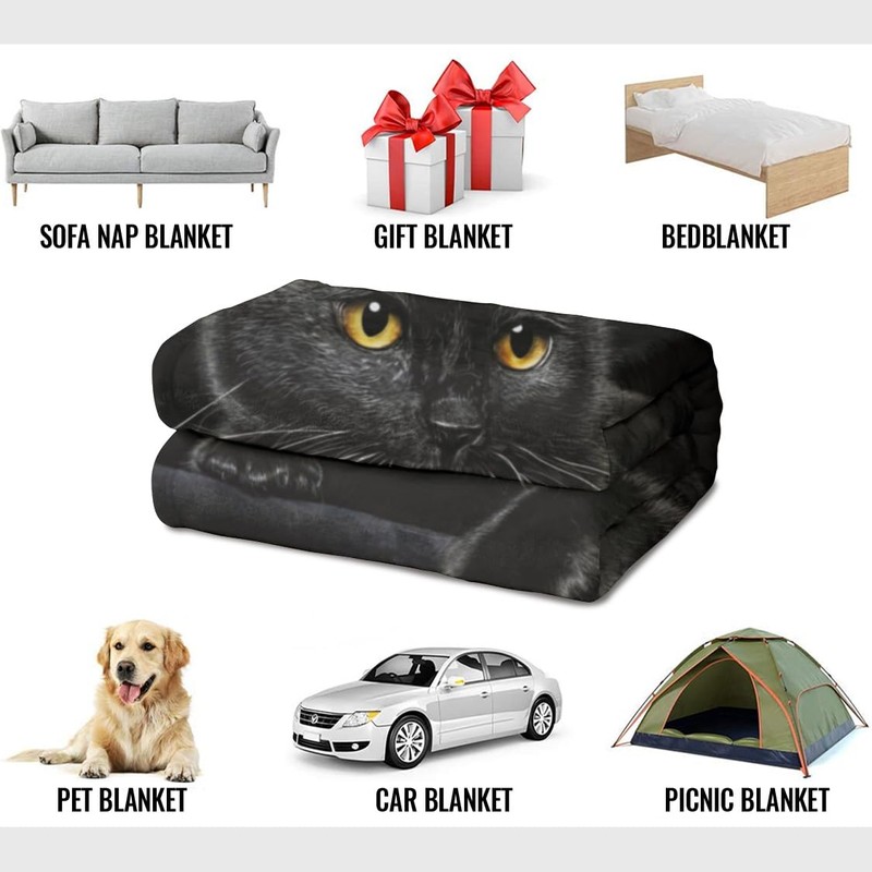 HommomH Black Cat Throw Blanket for Women Girls, Cat Lover