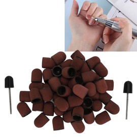 Sunicon Nail Art Sanding Caps 120 Grit Manicure Polishing Sanding Belts Nail Drill Set with Shank for Mandrel Nail Drill