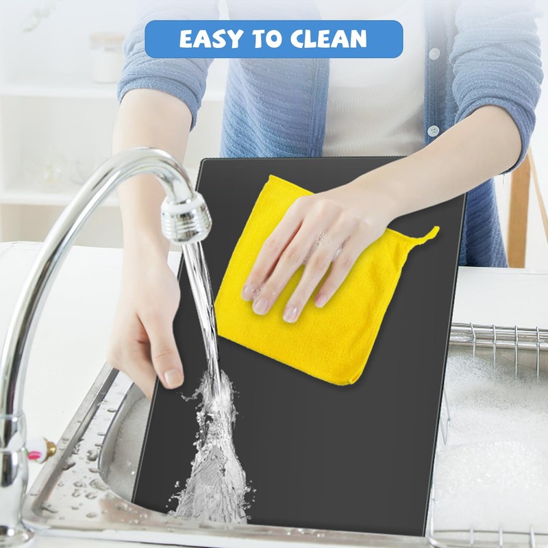 Mymonfif Tempered Glass Cutting Board for Kitchen, Black Glass Board