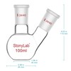 stonylab Flat Bottom Flask FBF, Heavy-Walled 2-Neck Laboratory Flask Borosilicate