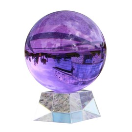 YISHUI K9 Crystal Ball HP0268 Purple Amethyst Natural Stone Crystal Ball Purple Crystal Feng Shui Goods Gift Glass Base Included