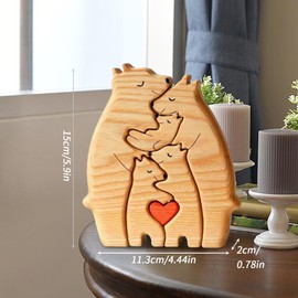 1 Pcs Wooden Bear Puzzle, Special Decorative Piece for Christmas, Birthday Gifts, Thoughtful Bears Family Puzzle for Mom, Dad, House Warming Gifts Ideas