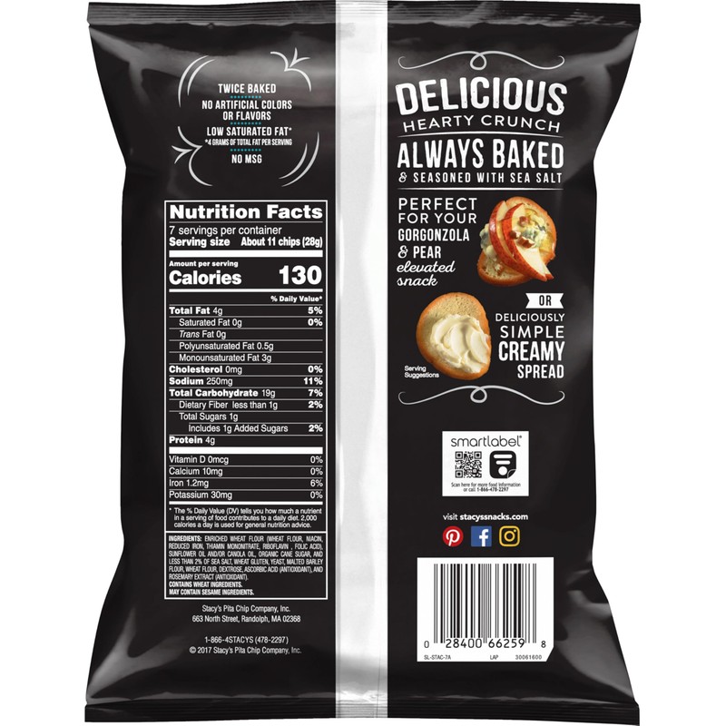 Stacy's Simply Naked Bagel Chips, 7 oz Bag