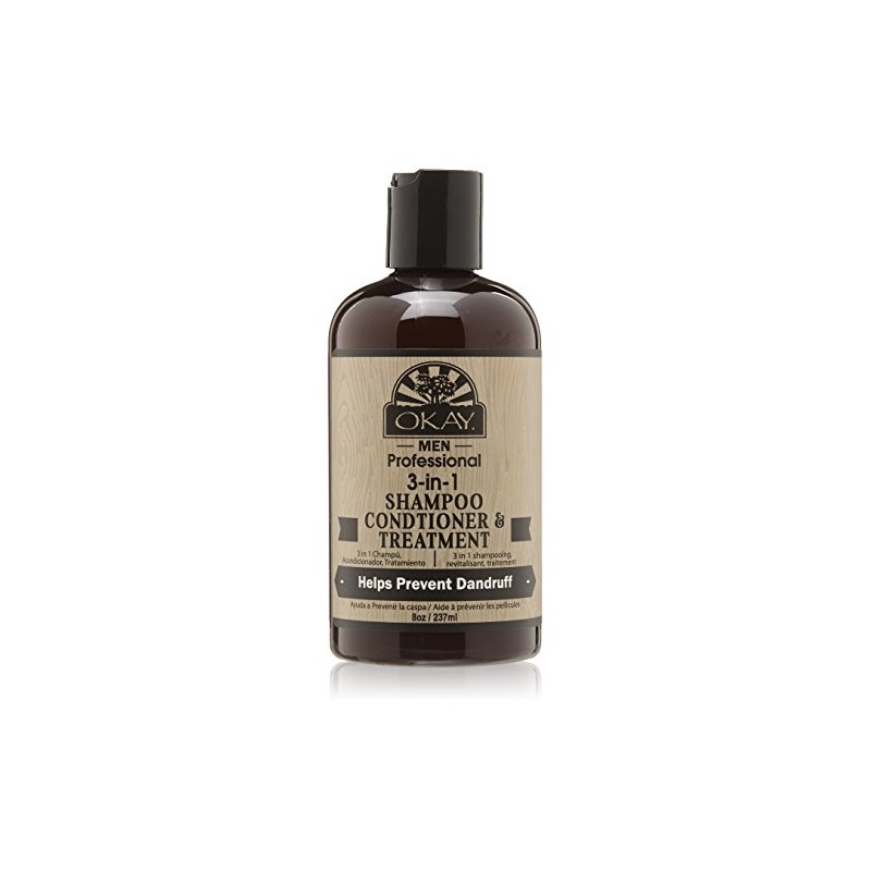 Okay 3 In 1 Men Shampoo Conditioner Treatment, natural scent