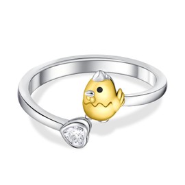 Daixiya Chicken Gifts S925 Sterling Silver Chicken Ring Cute Animals Chicken Jewelry Gifts for Women