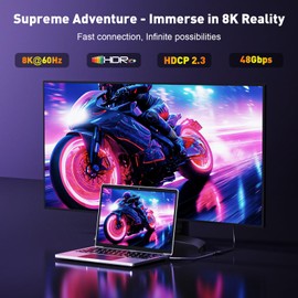 UANTIN 8K Mini DisplayPort to DisplayPort 1.4 Adapter (8K@60Hz, 4K@120Hz, 2K@240Hz) 32.4Gbps Bi-Directional Mini DP [Thunderbolt 2] Male to DP Female Converter for Gaming Laptop, MacBook, PC, Monitor