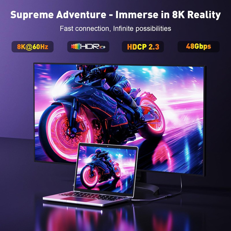 UANTIN 8K Mini DisplayPort to DisplayPort 1.4 Adapter (8K@60Hz, 4K@120Hz,