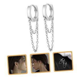 Healvian Punk Gothic Clip-On Dangle Earrings for Women and Teens Safety Pin Design Non-Piercing Ear Jewelry for Parties and Birthdays