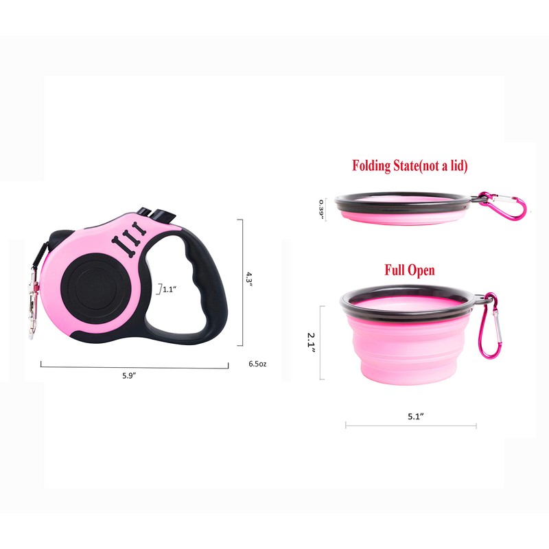 PETIMP Retractable Dog Leash Lightweight 16FT Leash, with Folding Bowl,Dispenser,Waste