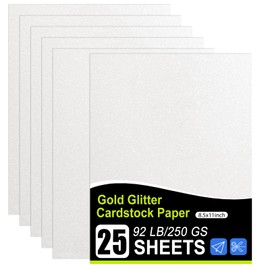 Glitter Cardstock, 25 Sheets White Cardstock, Glitter Paper for Cricut, Crafts and DIY, 8.5”x11”Shimmer cardstock for Birthday, Wedding Party Decor(92 lb/250 gsm)