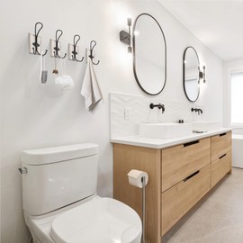 TEGUEPS Wall Hooks for Hanging, 4 Pack Farmhouse Towel Hooks for Bathrooms, Hat Hangers,Coat Hooks,Wall Coat Rack for Robe Keys Purse(Weathered White)