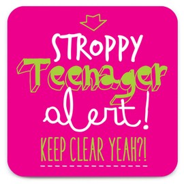 Brainbox Candy - Funny 'Stroppy Teenager (Magenta) Coaster' - Small Gift Ideas For Him Her - Friends Birthday - Housewarming Present - New Home Gift - Funny Gifts For Women Men