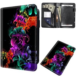 Server Book for Waitress, Leather Waiter Book Server Wallet with Hidden Zipper Pocket Pen Holder Cute Waitress Book&Waitstaff Organizer with Money Pocket Fit Server Apron,Butterfly Flower