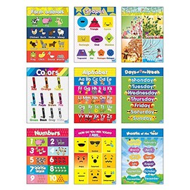Educational Preschool Posters for Toddlers and Kids Perfect for Children Preschool & Kindergarten Classrooms Teach Alphabet Letters Numbers Weather Days of the Week Emotions Month of the Year and More