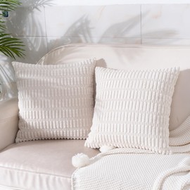 Smile of Hope - Juego de 2 fundas de almohada decorativas de pana de 16 x 16 pulgadas, fundas de almohada de primavera de rayas bohemias y modernas, decoración del hogar para sofá, sala de estar, sofá