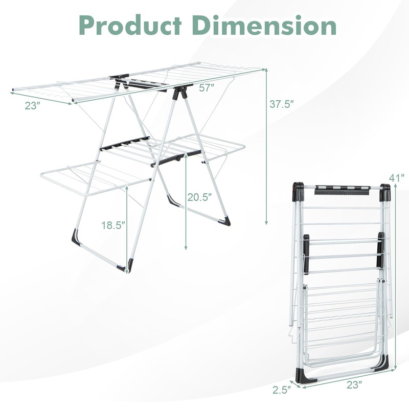 Giantex Clothes Drying Rack, 2-Layer Stainless Steel Foldable Laundry Drying