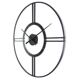 Infinity Instruments Large Metal Wall Clock 24 inch Astro Contemporary Modern Decorative Home Decor, Battery Operated (Black)