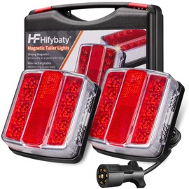 Hifybaty Magnetic LED Trailer Towing Light Kit - Magnetic Trailer Lights 24ft Cable with 7 Pin Plug Board Tail Brake Stop Indicator License Plate Light Lamp for Trucks Trailers RVs SUVs