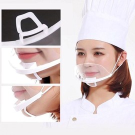Anti-Fog Coated Transparent Hygienic Cooking Mask - Pack of 10 for Restaurant Kitchen & Food Service Mouth Shield