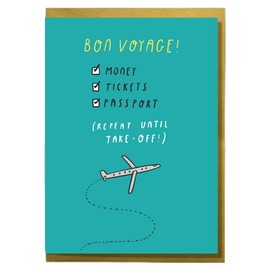 Bon Voyage! Money, Tickets, Passport... Funny Leaving, Good Luck, Travelling Card