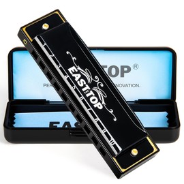 East top Harmonica, C Key Blues Harmonica for Beginners and Adults, Kids and Teenagers,10 Holes Mouth Organ Blues Harp For Students as Gift (BLACK)
