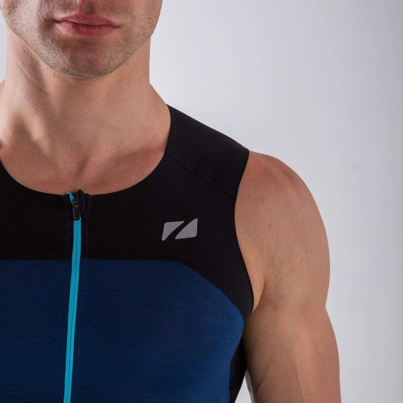 ZONE3 Men's Performance Culture Trisuit, Marl Navy/Black, L