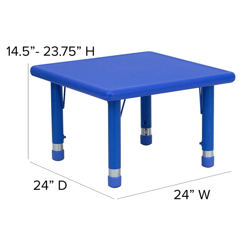 Flash Furniture Emmy 24'' Square Blue Plastic Height Adjustable Activity