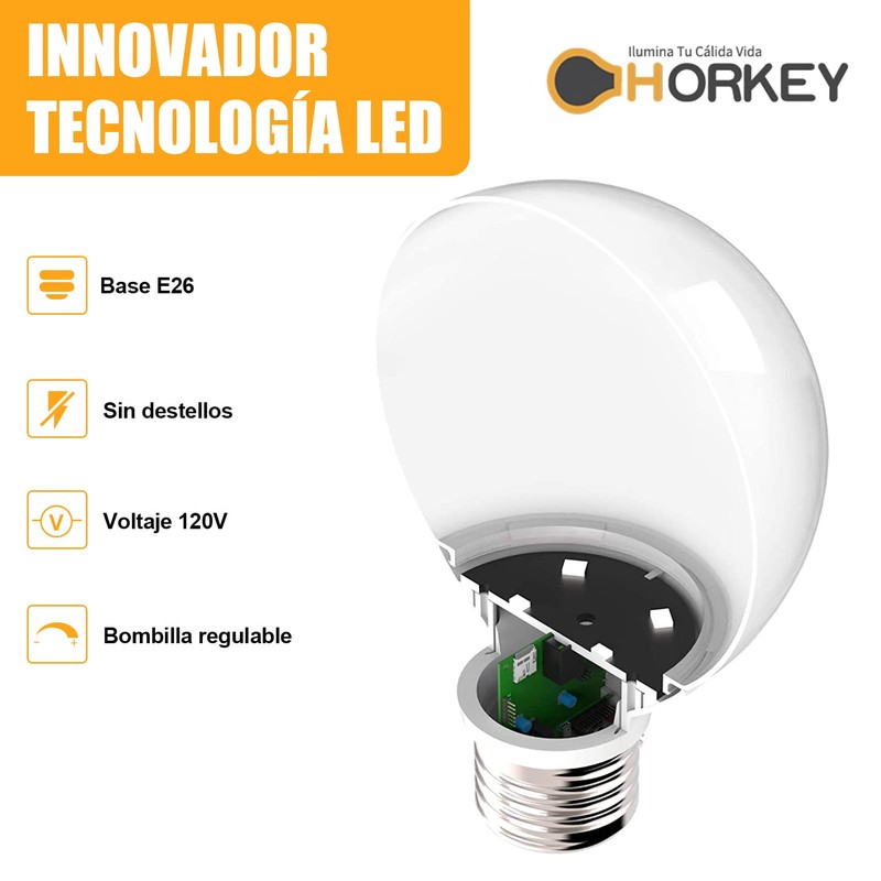 HORKEY Foco LED Moderna Bombilla Edison 4 Pza G25(g80) 5w
