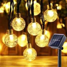 Moxled Moxled Solar Lichterkette Aussen 60 LED, 11M Lichterkette Au?en Solar Wasserdicht, 8 Modes Kristall Kugeln Solar Lichterkette Au?en fr Garten, Terrasse, Balkon, Partys (Warmwei?)