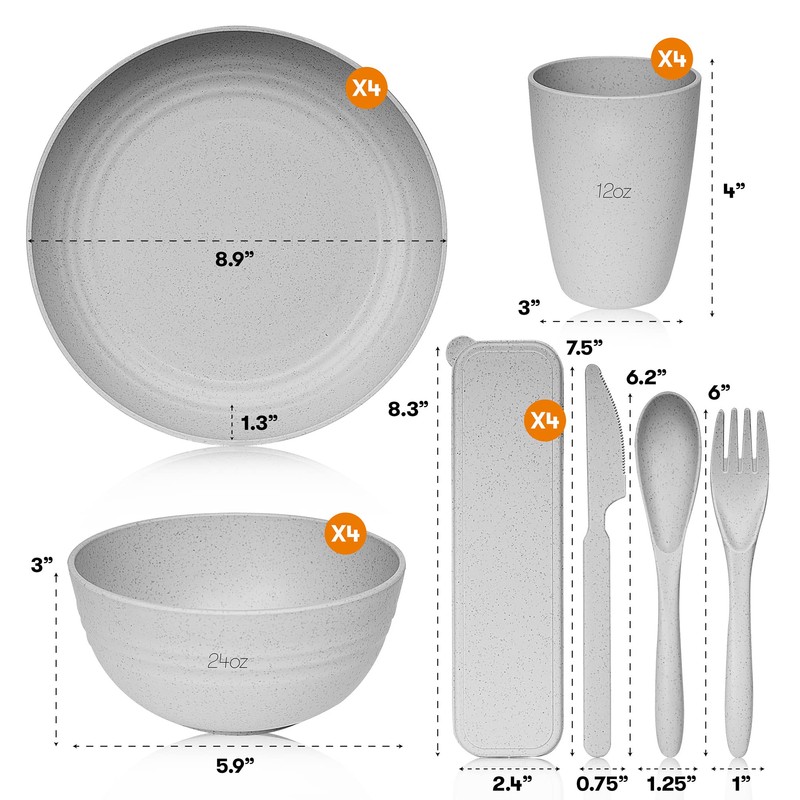 Wheat Straw Dinnerware Sets | Unbreakable Dinnerware Sets | Dishwasher