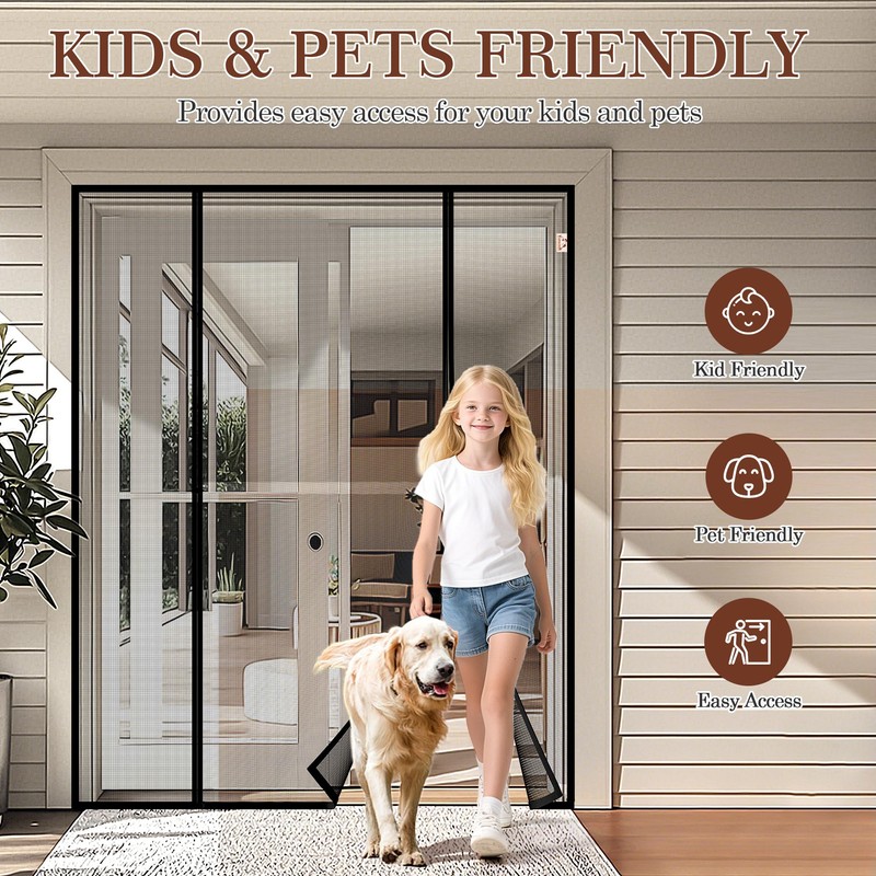 Yotache Magnetic Screen Door Fits 48x80 Inch Doors, Screen Size