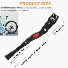 MITUMOMO Adjustable Bike Kickstand, Aluminum Alloy Bicycle Side Stand, Universal Cycling Kickstands, Bicycle Kickstand with Wrench Fit for 20" 22" 24" 26" 27.5"Mountain Bike 700 Road Bike BMX MTB
